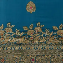 Mohey Blue Silk Woven Saree With Unstitched Blouse image 5