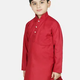 SG YUVRAJ Boys Maroon Solid Straight Kurta image 2