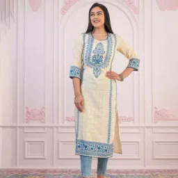 Juniper White & Blue Printed Kurta image 5