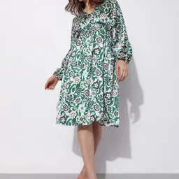 Vero Moda Green Printed A-Line Dress-image-82