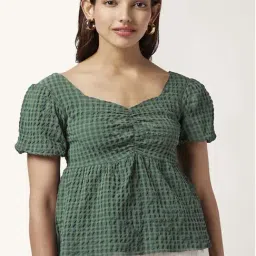 Honey by Pantaloons Green Chequered Top-picture-36