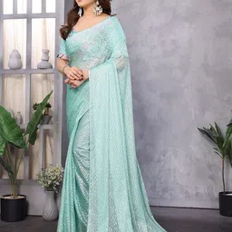 The Textile Hub Checked Supernet Saree image 5