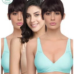 Inner Sense Organic Antimicrobial Sleeping Feeding Bra Pack Of 3 - Cream Blue image 1