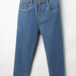 Babyhug Cotton Denim Full Length Washed Jeans With Stretch - Blue-picture-21