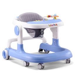 fab n funky Baby Walker With Anti-fall Protection - Blue| Musical Activity Tray| Comfortable Cushion Seat| Speed Control| Push Walker| Wheel Lock| Adjustable Height-picture-16