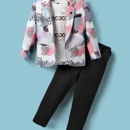 Rikidoos Full Sleeves Abstract Printed Blazer With Tee & Pant Set - Black & Multi Colour-picture-11