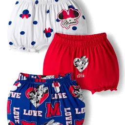 Babyhug Disney Single Jersey Knit Bloomers with Minnie Mouse Graphics Pack of 3 - White Red & Blue-picture-12