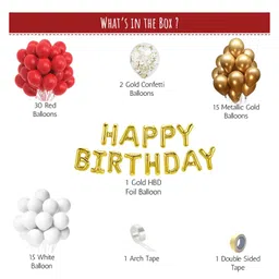 Bubble Trouble Red & Gold Theme Happy Birthday Decoration Items Metallic Gold Set of 65 - Multicolour image 2