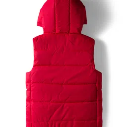 Pine Kids Woven Sleeveless Solid Hooded Padded Jacket - Red image 2