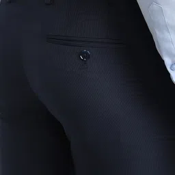 Raymond Men Self Design Striped Regular Fit Mid-Rise Formal Trousers image 4