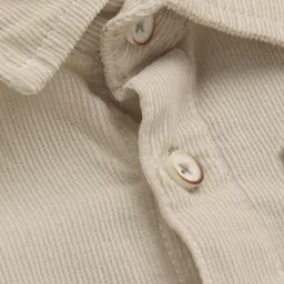 Babyhug Cotton Woven Full Sleeves Colour Block Courdroy Shirt - Olive Green & White image 3