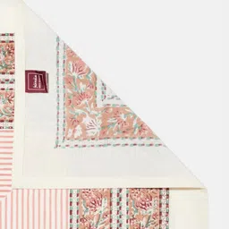 Fabindia Vardaniya Red & Green Floral Printed Cotton Queen Bed Cover image 2