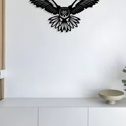 ARTROOMS Black Textured Owl Wall Hanging-picture-12