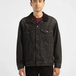 levi's Men's Solid Black Collar Neck Trucker Jacket image 1