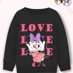 Disney By Miss and Chief Girls Typography Printed Round Neck Long Sleeves Sweatshirt-image-9