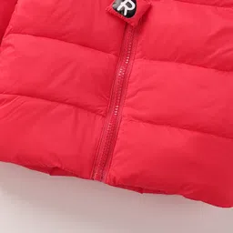 Mark & Mia Full Sleeves Hooded Padded Jacket With Bear Print - Red image 5
