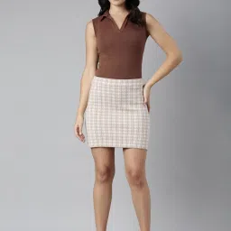 showoffff SHOWOFF Beige Printed Skirt image 4