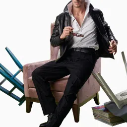 Tortoise Edoardo Black Regular Fit Leather Jacket image 4