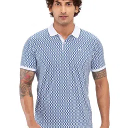 Park Avenue Blue Slim Fit Printed Polo T-Shirt-picture-27