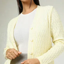 Soch Beige Acrylic Regular Fit Woven Design Shrug image 4