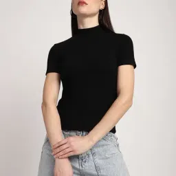 R&B Black Viscose Slim Fit Top-picture-30