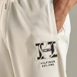Tommy Hilfiger White Cotton Regular Fit Logo Printed Trackpants image 5