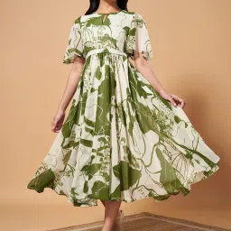 Marigold Lane Green Printed A-Line Dress image 4