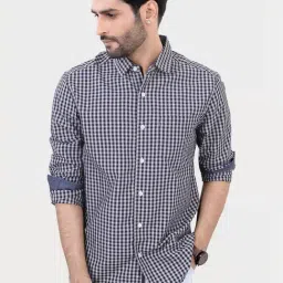 Vastrado Black Cotton Relaxed Fit Checks Shirt-image-21