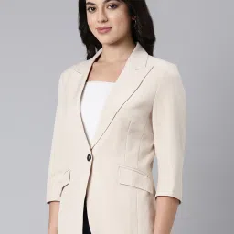 showoffff SHOWOFF Beige Slim Fit Blazer image 4