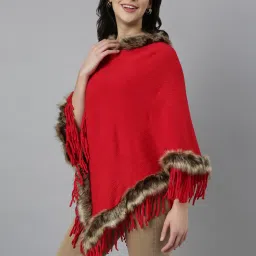 showoffff SHOWOFF Red Regular Fit Poncho image 4