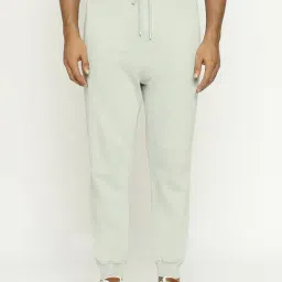 Basics Grey Cotton Jogger Fit Texture Joggers-image-66