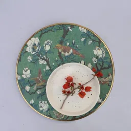 Karo Elira Printed Multicolor Wood Round Tray image 4