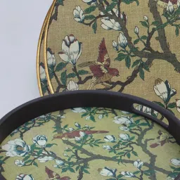 Karo Elira Printed Multicolor Wood Round Tray image 4