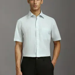 Louis Philippe Light Blue Cotton Regular Fit Self Pattern Shirt-picture-28