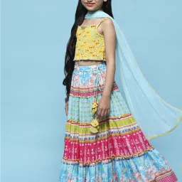 BIBA Girls Multicolor Floral Print Lehenga, Choli with Dupatta image 4