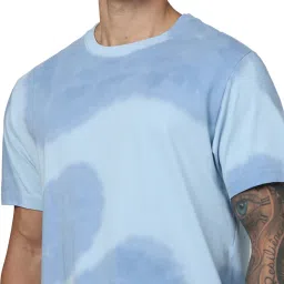 celio celio* Blue Regular Fit Tie - Dye Cotton Crew T-Shirt image 4