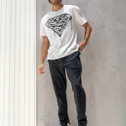 Styli Black Cotton Slim Fit Trackpants image 4