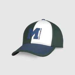 Mast & Harbour Unisex Navy Blue & Olive Green Colourblocked Snapback Cap image 2