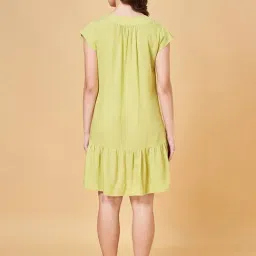 YU by Pantaloons Lime Green Cotton A-Line Dress image 2