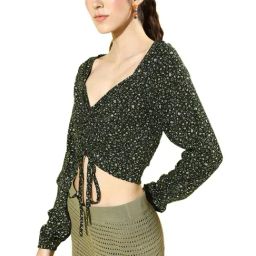 Sera Black Floral Print Crop Top-picture-23
