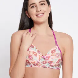 Clovia Beige & Pink Printed T-Shirt Bra-image-33