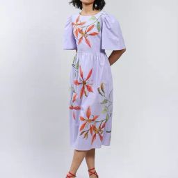 Label Ritu Kumar Lilac Printed Midi Dress-picture-6