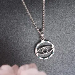 Clara 92.5 Sterling Silver Evil Eye Circle Pendant with Chain for Women-picture-23