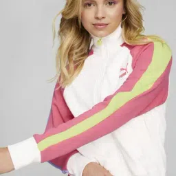 Puma T7 White & Pink Cotton Color-Block Full-Zip Jacket-picture-37