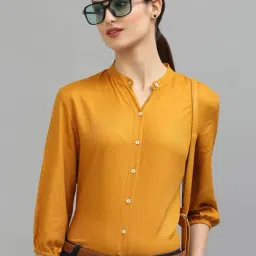 Style Quotient Women Solid Mustard Viscose Rayon Formal Shirt-image-10