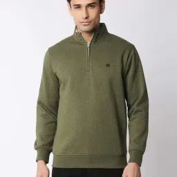 Dragon Hill Olive Full Sleeves Mock Collar Sweatshirt-image-10