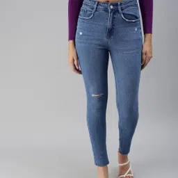 showoffff SHOWOFF Mildly Distressed Blue Slim Fit Denim Jeans-picture-47