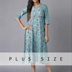 Aure by Aurelia Blue Printed A Line Kurta-picture-10