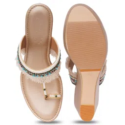 Sole House Women's Gold Toe Ring Wedges image 4