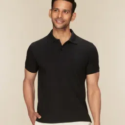 XYXX Pitch Black Cotton Regular Fit Polo T-Shirts-picture-13
